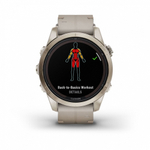 Умные часы Garmin Fenix 7S Pro Sapphire Solar золотистый корпус с кожаным ремешком цвета известняка