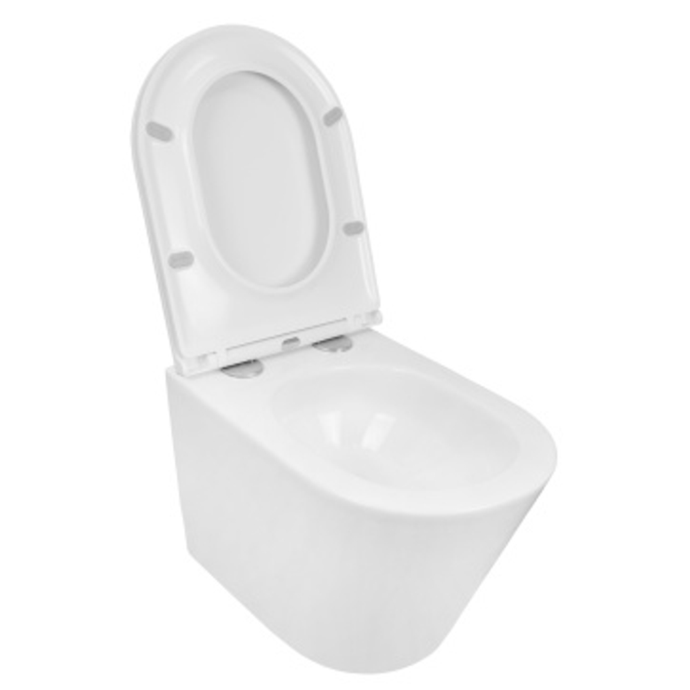 Унитаз подвесной Azario Teramo 515х355х365 безободковый, скрытое крепление, смыв "Торнадо", в комплекте с сидением микролифт (AZ-0053-UQ3)