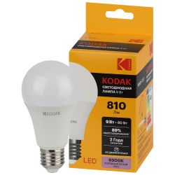 Лампа светодиодная Kodak LED A60-9W-865-E27 K 9Вт груша холодный дневной свет Е27 | Лампы cветодиодные Груша (A)