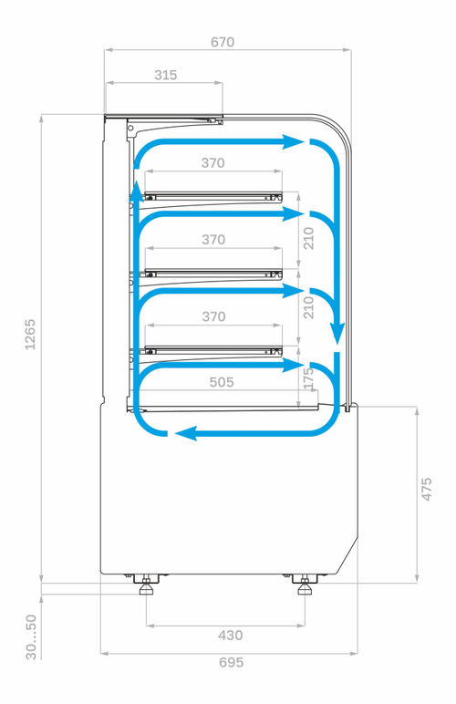 Кондитерская витрина Carboma KR70 VM 1,3-1 LIGHT (RADIUS) (9005-0109)