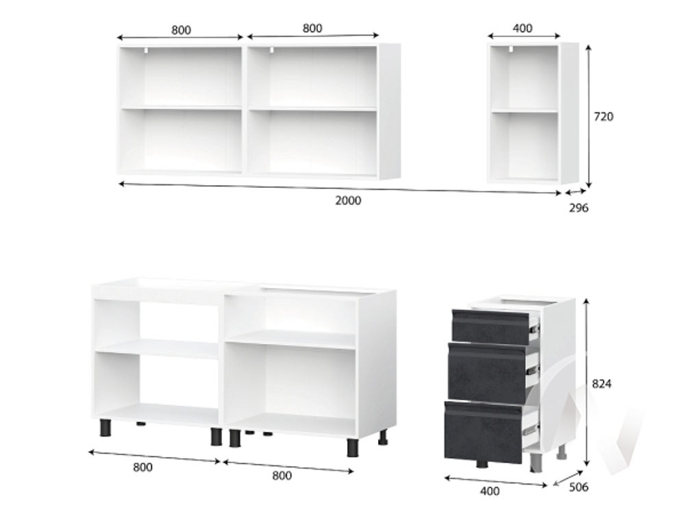 Кухонный гарнитур Вельвет 2,0м