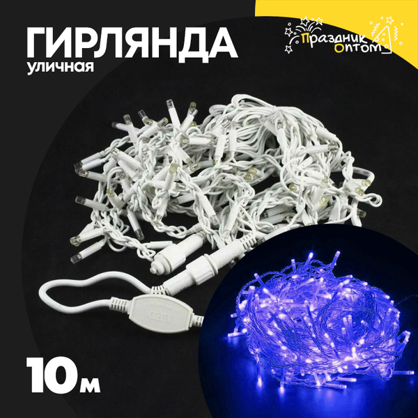 
          гирлянда 10м уличная белый провод (синий)