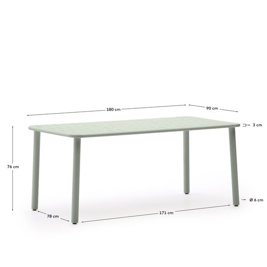 Уличный стол Brai из оцинкованной стали бирюзового цвета 180 x 90 см