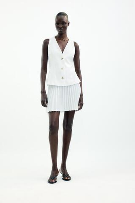 ZARA КОМБИНИРОВАННОЕ МИНИ-ПЛАТЬЕ, ЭКРЮ