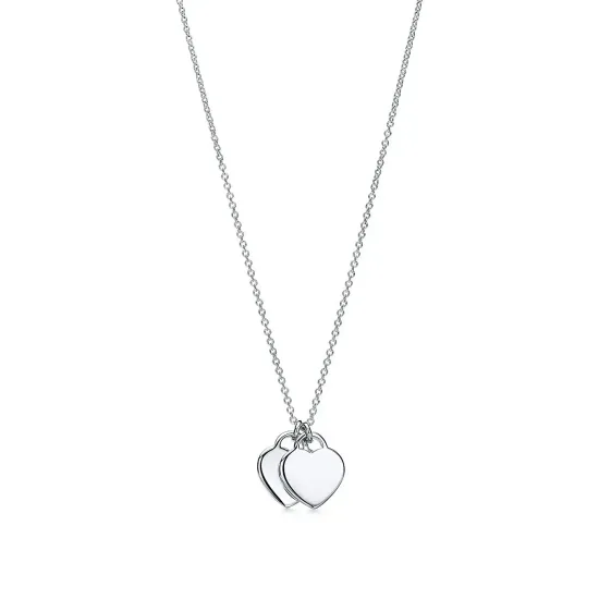 Подвеска Tiffany & Co. Mini Double Heart Tag Pendant в серебре