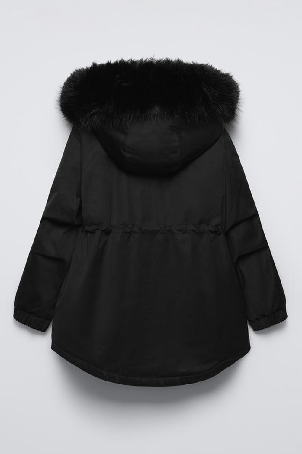 ZARA ПАРКА С ИСКУССТВЕННЫМ МЕХОМ НА КАПЮШОНЕ, ЧЕРНЫЙ
