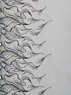 05-152 Вышивка на неэл. сетке 26 см, русские ирисы, черный/голубой/золото