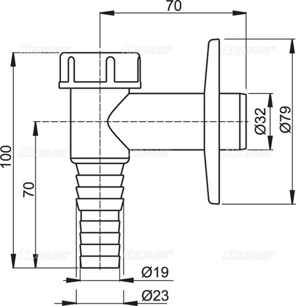Сифон для стиральной машины Alcadrain наружный, белый (APS2)