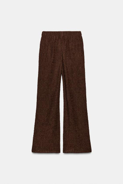 ZARA БРЮКИ С ЭФФЕКТОМ МЯТОЙ ТКАНИ, КОРИЧНЕВЫЙ