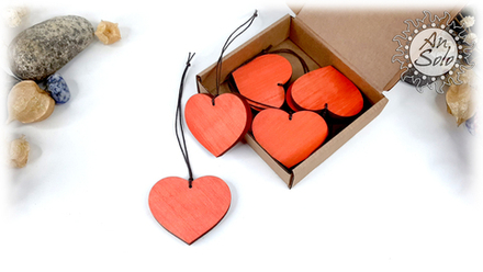 Набор подвесок "Сердечки" из кедра