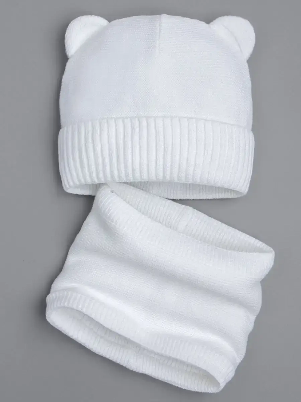 Детская шапка с ушками и снуд осенняя