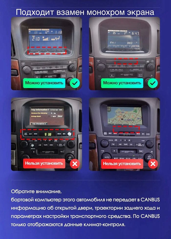 Магнитола для Lexus RX300 U10, Toyota Harrier 1 1997-2003 (взамен монохрома) - FarCar BM9-2K-9598F1 монитор 9.5" 2K QLED на Android 14, Быстрая, CarPlay, 4G SIM-слот