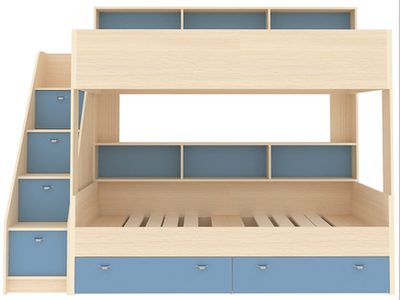 Двухъярусная кровать КарИВи Голден Кидс 10  Дуб Молочный Светло-синий, голубой
