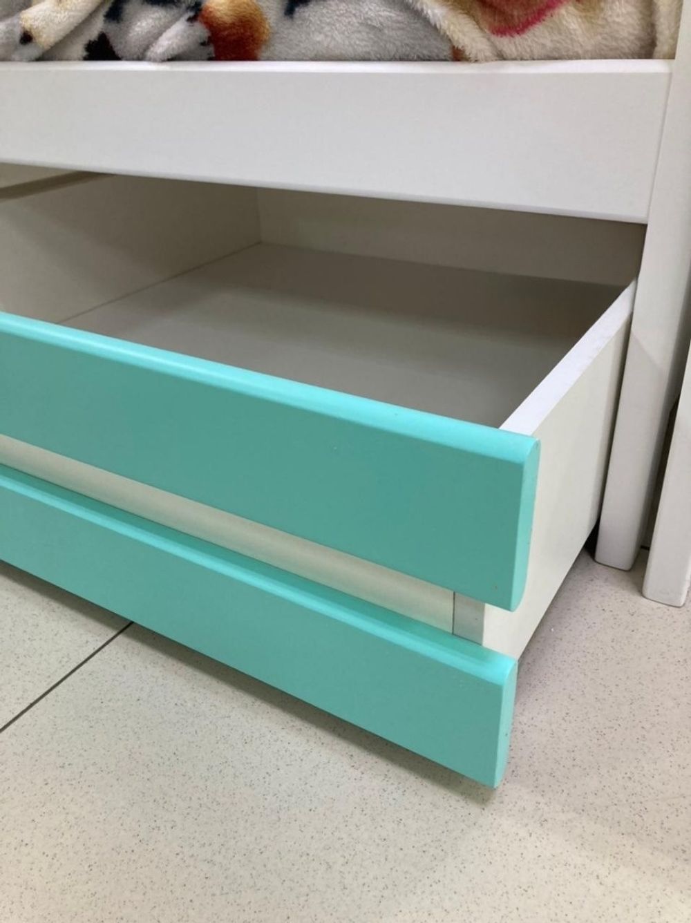 Комплект выкатных ящиков для детской кроватки Манеж эко, Домик, Манеж 2-х ярусный бирюза