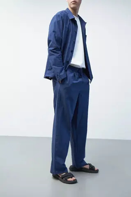 Брюки мужские из синего вареного хлопка