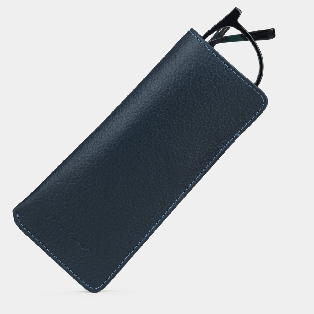 Футляр для очков Lunette Easy из натуральной кожи теленка, синего цвета