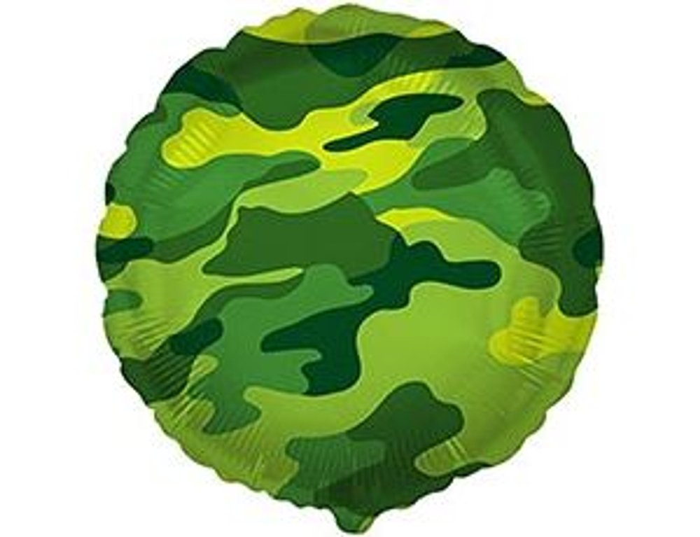 Шар 45см с гелием на грузе круг военный