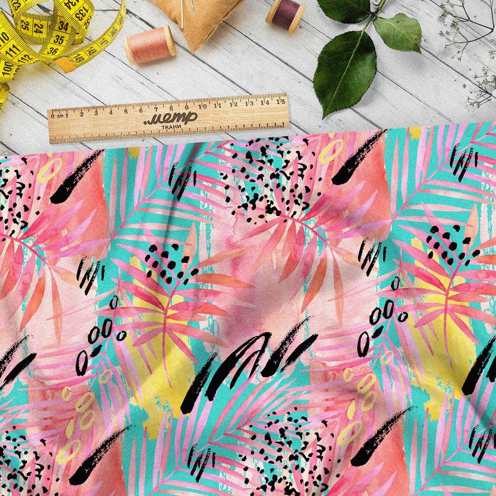 Ткань бифлекс разноцветная абстракция