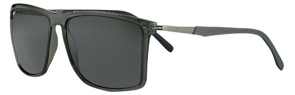 Стильные фирменные высококачественные американские мужские солнцезащитные очки серо-зелёные из поликарбоната с чёрными стёклами Zippo OB53-02 в мешочке и коробке