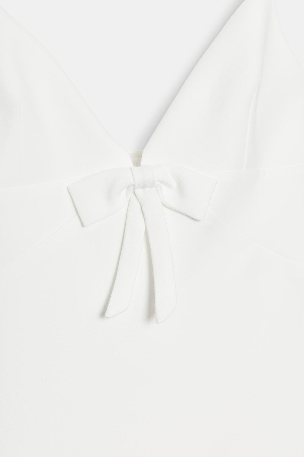ZARA МИНИ-ПЛАТЬЕ С БАНТОМ, ЭКРЮ
