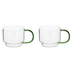 Набор кружек Orb, 400 мл, прозрачные/зеленые, 2 шт.