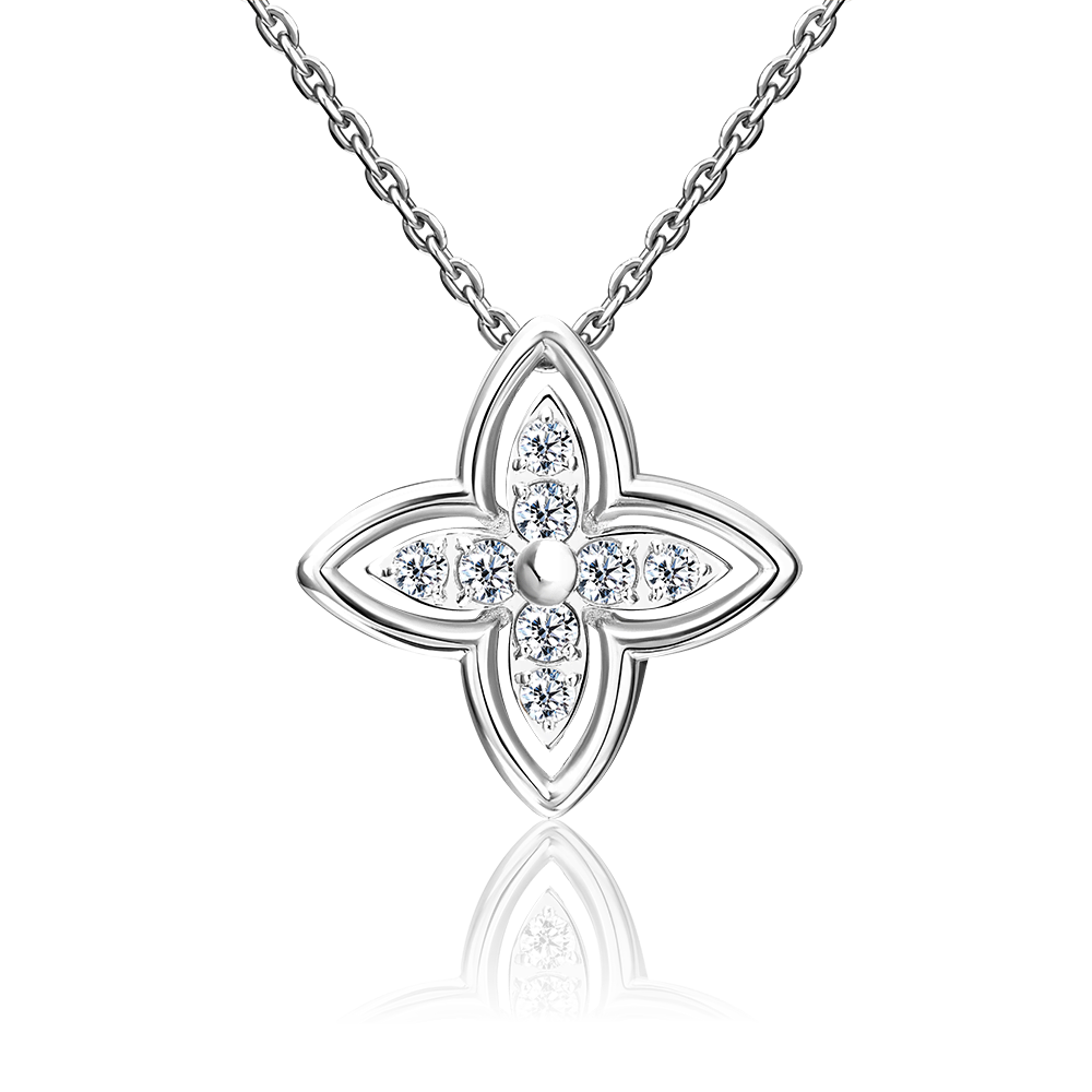 Подвеска-бегунок из белого золота с фианитами