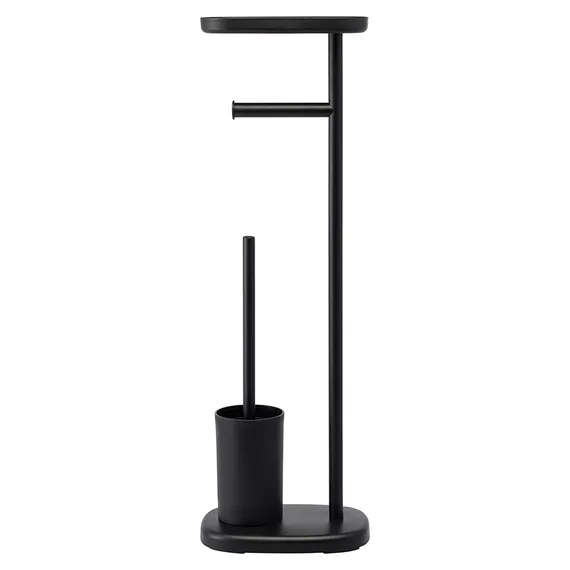 Держатель для туалетной бумаги с полочкой и ершиком slim, черный