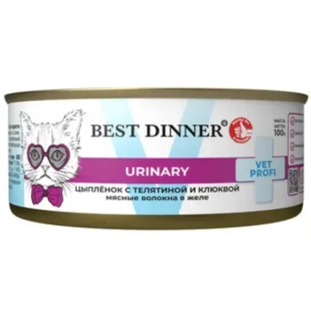 BEST DINNER Vet Profi Консервы для кошек, профилактика МКБ "Цыпленок с телятиной и клюквой" 0,1 кг