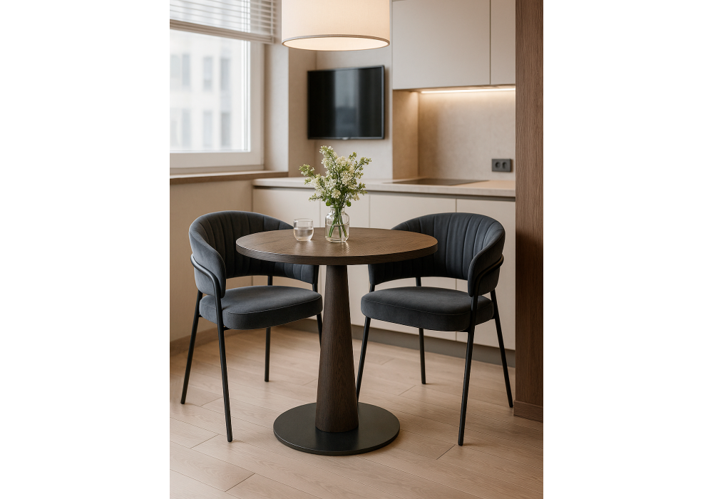 Стул на металлокаркасе Woodville Лео антрацитовый brendy stone 28, черный, ножки черные