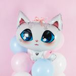 Шар (32''/81 см) Фигура, Котенок, Белый, 1 шт. в упак.