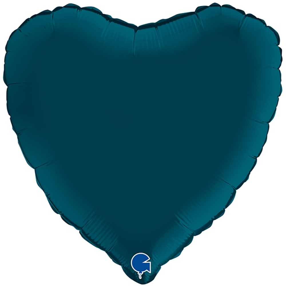 Фольгированная фигура, сердце, 18"/46СМ Сатин Petrol Blue