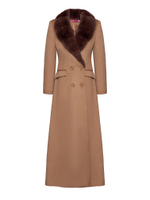 Женское шерстяное пальто с мехом бобра