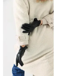 Перчатки женские, размер 9, подклад флис, цвет чёрный