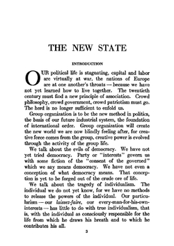 The new state, group organization the solution of popular government | Follett Mary Parker