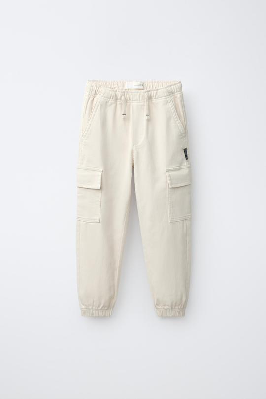 ZARA БРЮКИ КАРГО, ЦВЕТ СЛОНОВОЙ КОСТИ