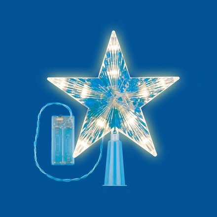 ULD-H1515-010-STB-2AA WARM WHITE STAR-2 Украшение светодиодное для ёлки Звезда-2. 15см. на батарейках не в-к. 10 светодиодов. Теплый белый свет. Прозрачный провод. TM Uniel.