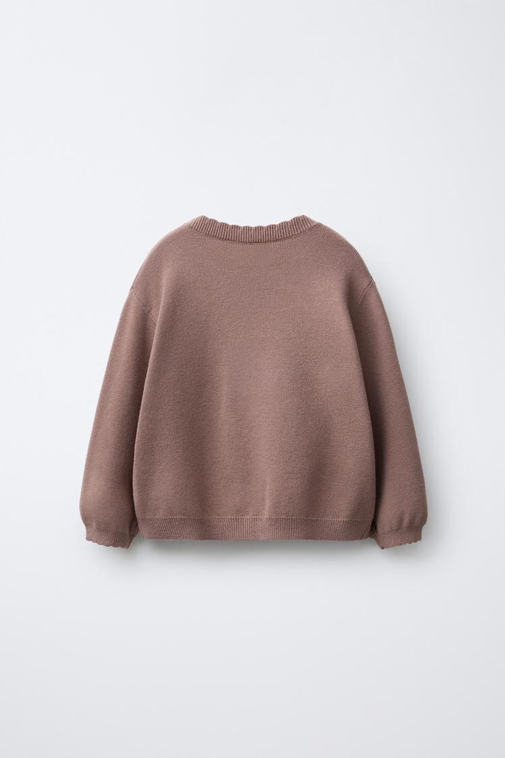 ZARA ВЯЗАНЫЙ СВИТЕР С ВЫШИТЫМИ ЦВЕТАМИ, ПУДРОВО-РОЗОВЫЙ