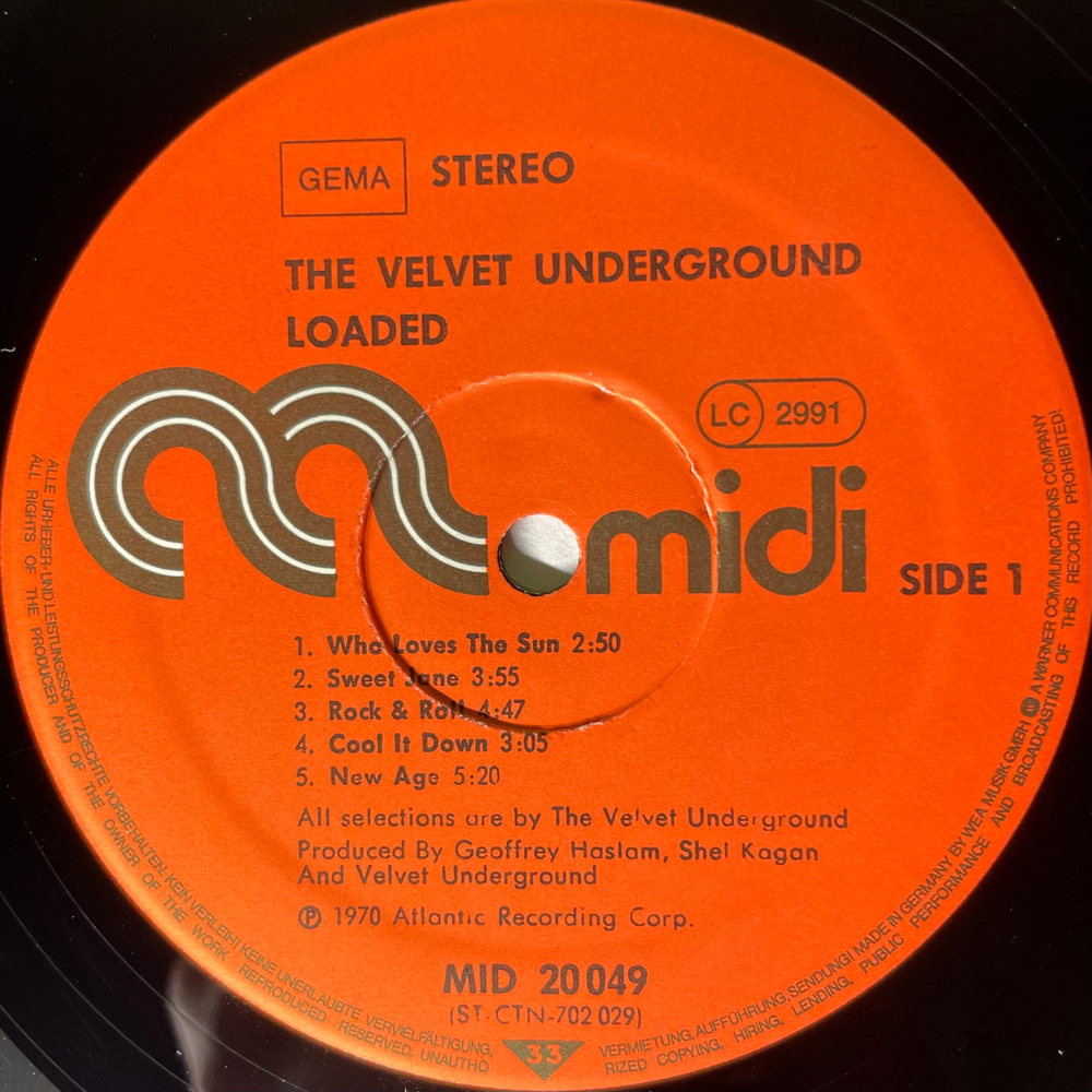 The Velvet Underground Featuring Lou Reed ‎– Loaded (Германия)