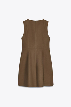 ZARA КОРОТКОЕ ПЛАТЬЕ БЕЗ РУКАВОВ, КОРИЧНЕВЫЙ