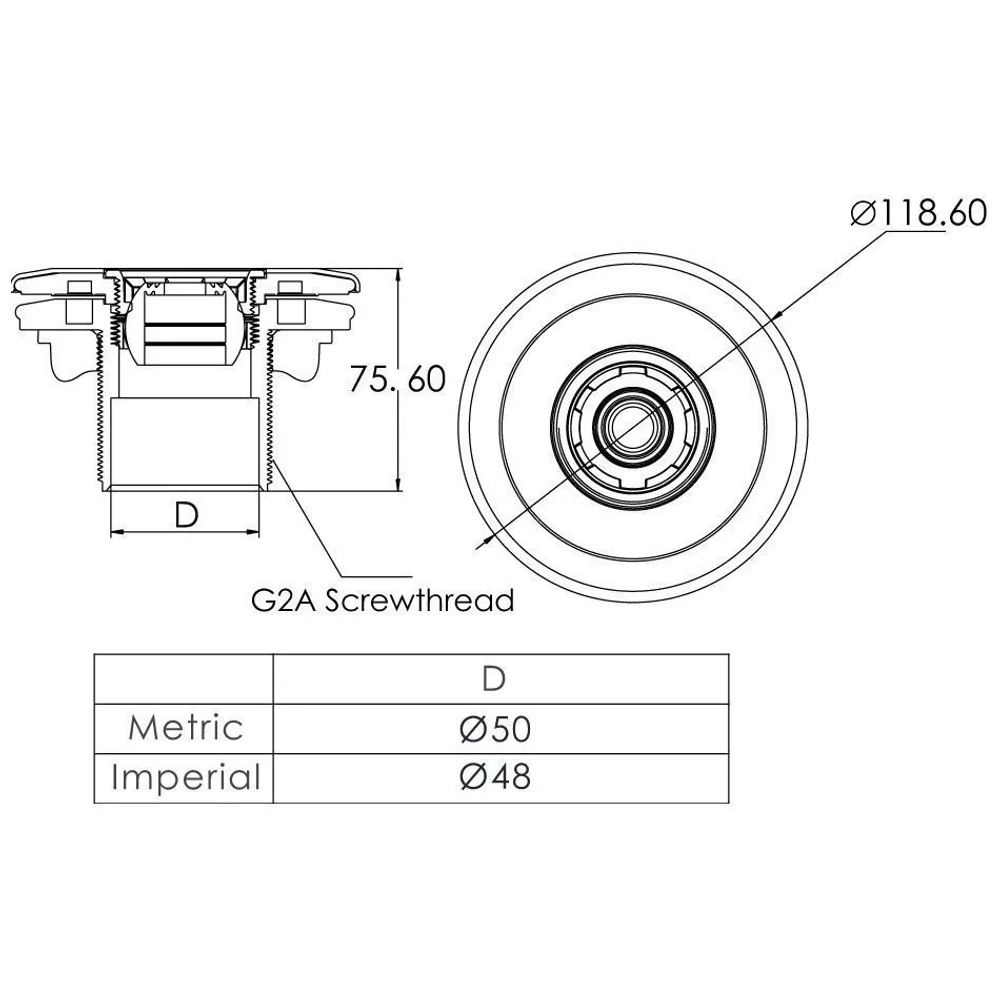 Форсунка стеновая под пленку EM4414 (50 мм/2") сопло "круг", латунные вставки