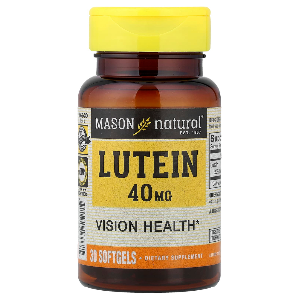 Mason Natural, Лютеин, 40 мг, 30 мягких таблеток