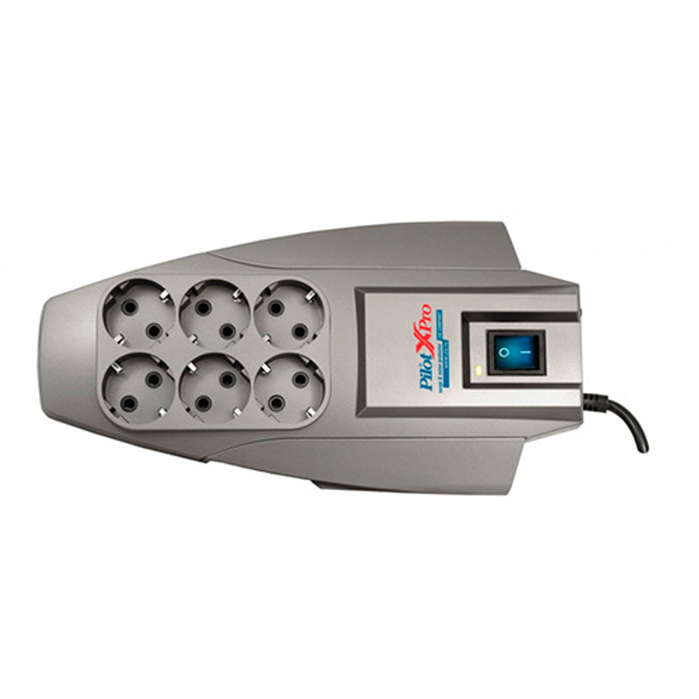Сетевой фильтр Pilot X-Pro 3 м, 6 розеток, Zero Start биметаллический предохранитель, микропроцессор