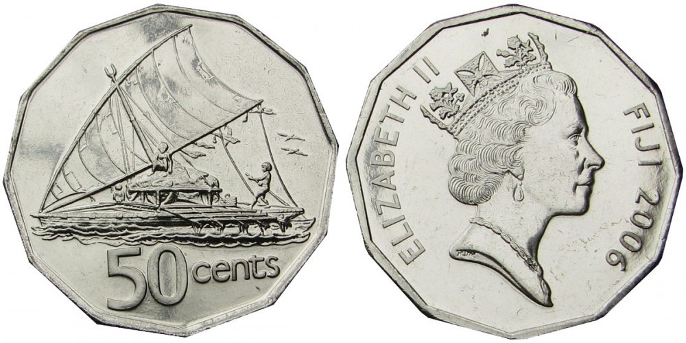 Фиджи 50 центов, 1990 - 2006 Королева Елизавета II XF