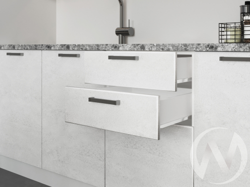 Кухня "Витория": бетон снежный (корпус белый)