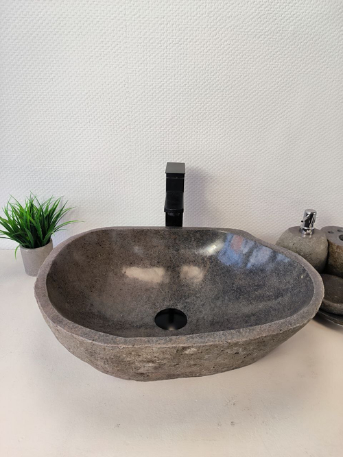 Раковина из речного камня RS-65973 52х40х15 из натурального камня