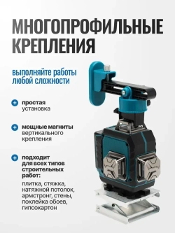 Профессиональный лазерный уровень нивелир SCUFF 4D/16 линий