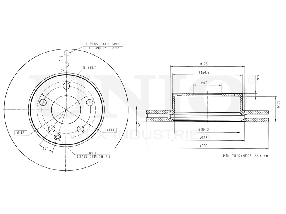Диск тормозной передний UNIO BRD-20470