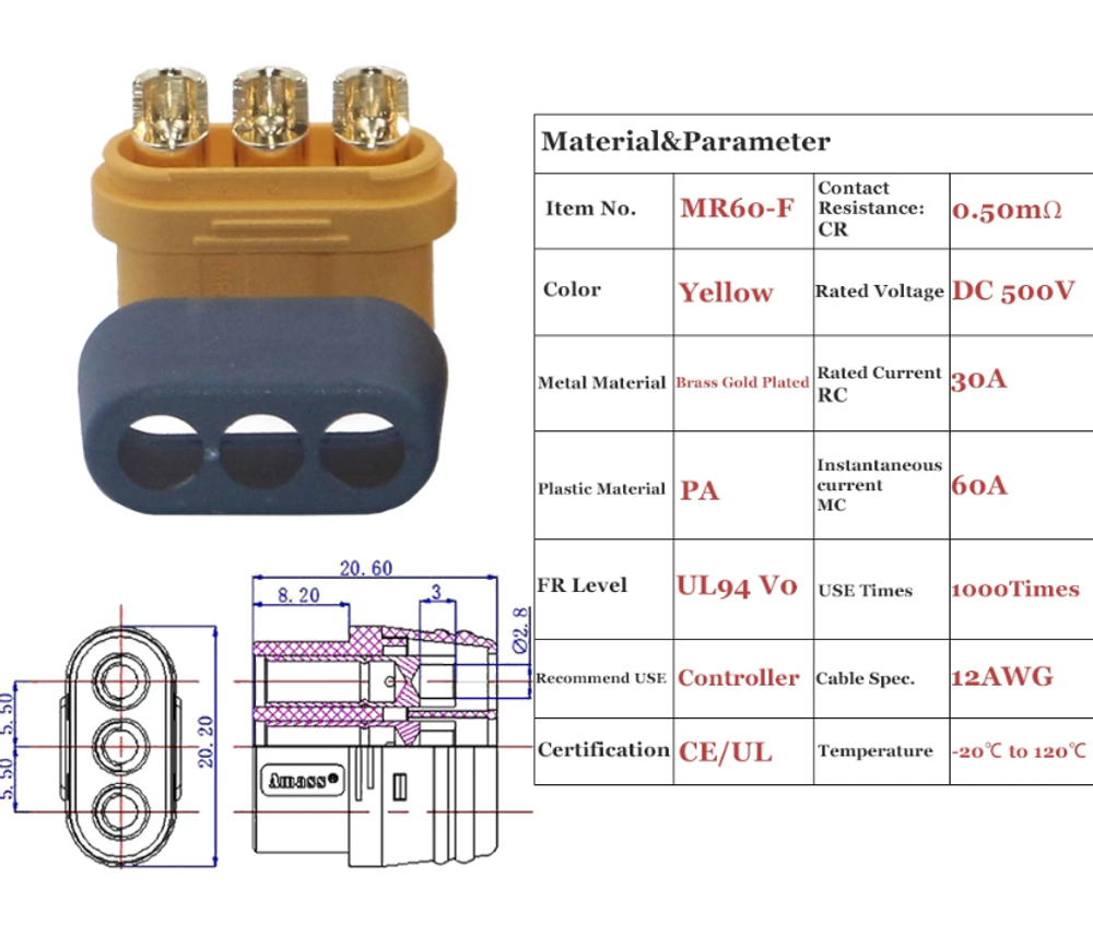 Разъём MR60-M + MR60-F, 1 пара