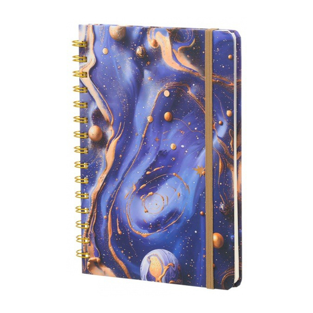 Блокнот Basir на резинке, формат А5, серия "Галактика", переплет 7БЦ, 21*14.5 см, 80 листов, ассорти