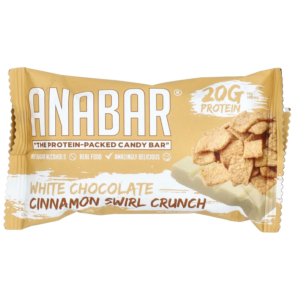 The Anabar, The Protein-Packed Candy Bar, хрустящий батончик с белым шоколадом и корицей, 12 батончиков, 65 г (2,29 унции)